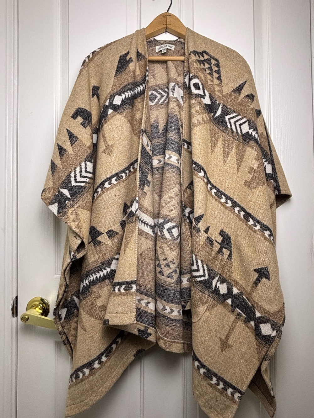 Tassels and Lace Aztec Patterned Poncho